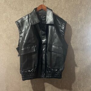 Balboa Black Faux Leather Vest- size M/L